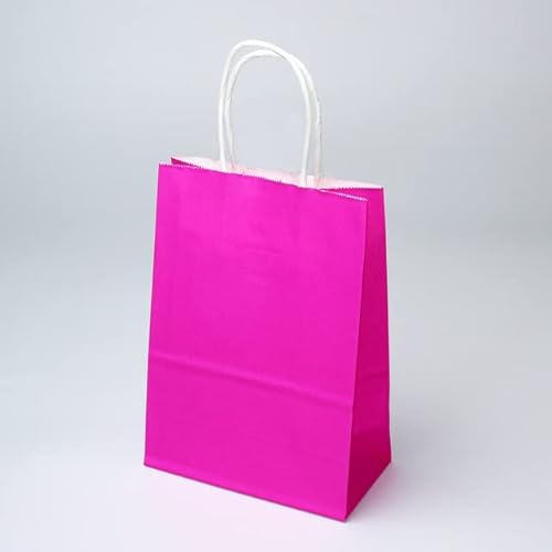 10/30/50pcs DIY Multifunktions weiche Farbe Papiertüte mit Griffen Festival Geschenktüte Einkaufstüten Kraftpapier Verpackungsbeutel-rosa,25x33x12cm,30 Stück
