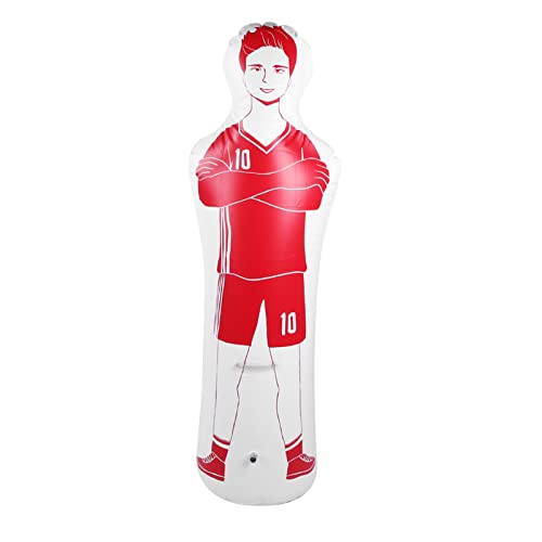 Demeras Aufblasbarer Fußballtrainer Dummy-Torhüter mit 0,35 m PVC-Boxsack für Fußballübungen und Dribbling Wall Passing Drills (62,99 × 15,75 Zoll)(rot)
