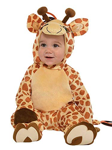 amscan 9902076 Baby-Giraffen-Kostüm mit abnehmbarem Kapuzenpullover, Alter 0–6 Monate, 1 Stück