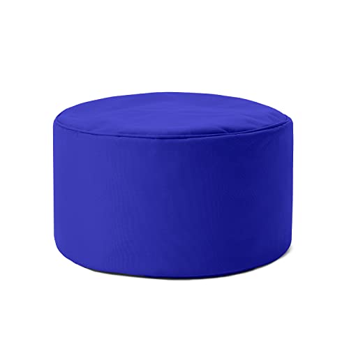 Lumaland Indoor Outdoor Sitzhocker 25 x 45 cm - Runder Sitzpouf, Sitzsack Bodenkissen, Bean Bag Pouf - Wasserabweisend - Pflegeleicht - Royal Blau
