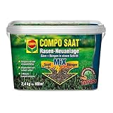 COMPO SAAT Rasen-Neuanlage-Mix, Mischung aus Rasensamen / Grassamen und Rasendünger mit 3 Monaten Langzeitwirkung, 2,2 kg, 100 m²