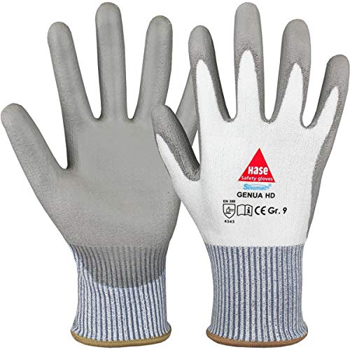 10 Paar Hase Safety Gloves Genua HD Schnittschutzhandschuhe PU-beschichtet, schnittfeste Arbeitshandschuhe Größe XL (10)