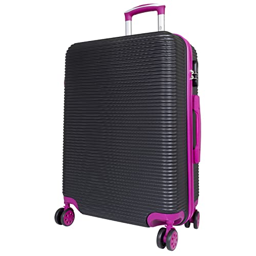 Trendyshop365 Koffer mittelgroß Hartschale Santorin 65cm, 66 Liter, 4 Rollen, Zahlenschloss, schwarz-pink