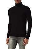 Herren Jack & Jones Dünner Rollkragen Strickpullover | Klassischer Rundhals Sweater | Langarm Basic JJEEMIL, Farben:Schwarz, Größe Pullover:XS