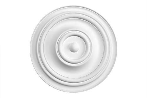 HEXIM Perfect Stuckrosette B3072, Ø 80cm - Deckenrosette weiß, aus PU/Polyurethane, Zierelement, Stuck, Wanddeko Wohnzimmer Lampe rund
