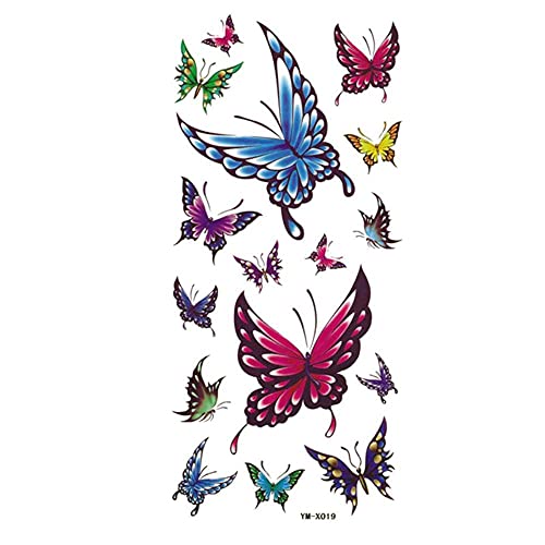 2 Blatt Schmetterling Tattoo-Aufkleber, wasserdicht, für Männer und Frauen, schweißfest, personalisierte Tattoo-Aufkleber