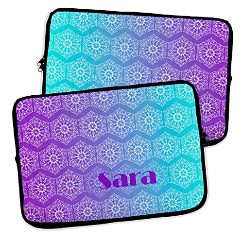 LolaPix Laptop Hülle. Tablet Hülle. Personalisiert mit Name. Hülle iPad. Neopren. Verschiedene Größen für Tablet und Laptop. Mandala Print