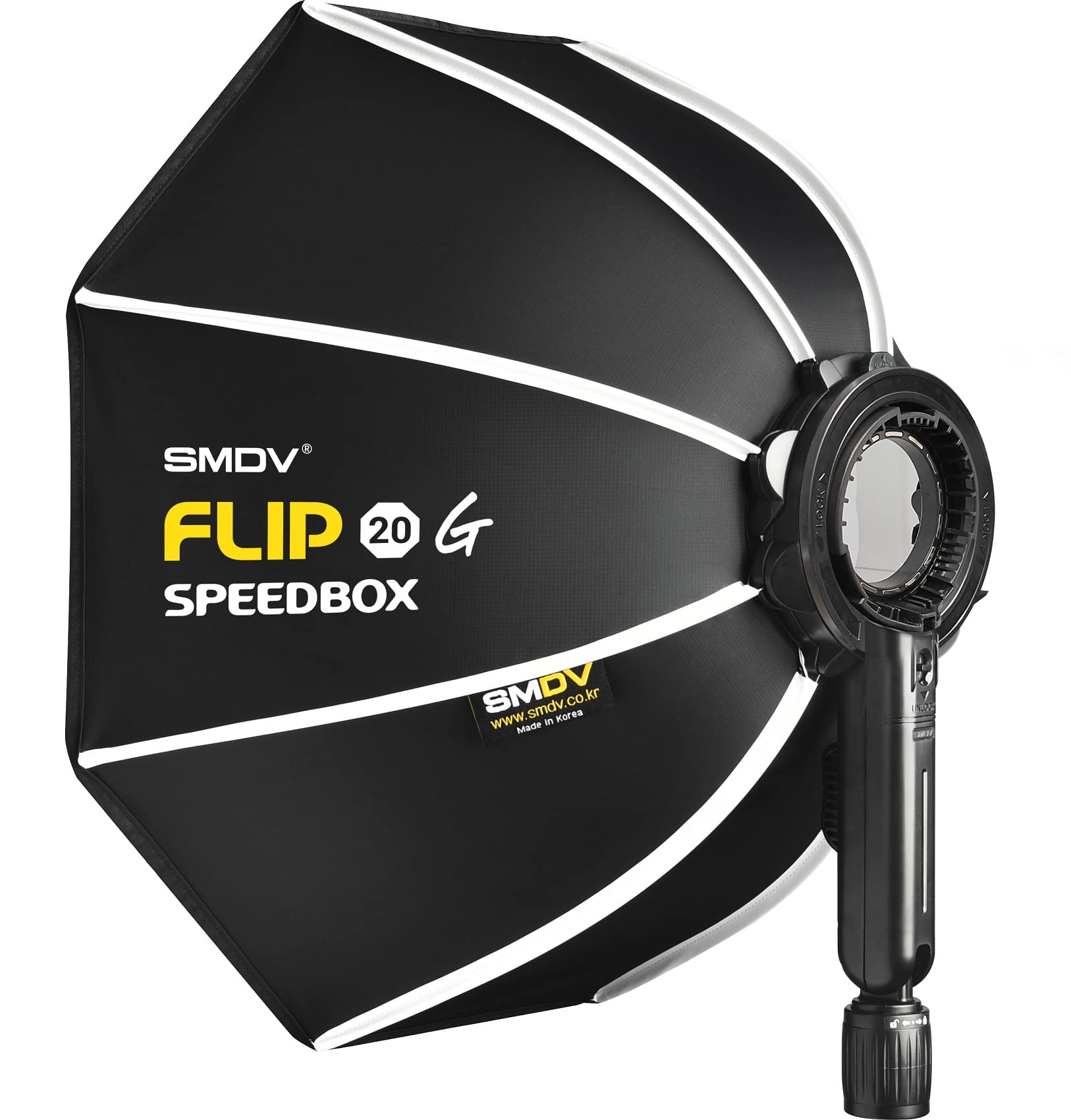 Impulsfoto SMDV Softbox Speedbox-Flip 20 | 50 cm Ø | 440 x 130 mm | Einsatzbereit in 1 Sek. | Mit Adapter für Godox V1