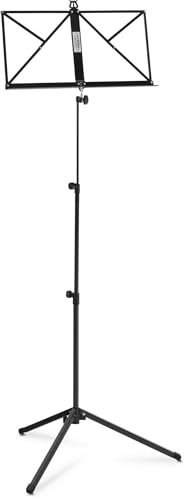 Classic Cantabile Notenständer Medium 3x Set - mittelschwere Ausführung - robuste Klemmschrauben - mit Haltebügel an der Auflageflächen - rutschfeste Gummifüße - Aufstellhöhe: 65-130 cm - Schwarz