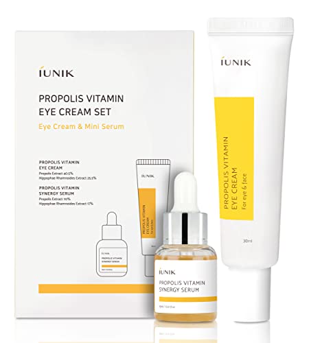 Iunik Propolis Vitamin Eye Cream Set 30 ml | Propolis-Pack (iUNIK iUtivides Augencreme aus Propolis 30 ml + Revitalisierend-lebensmittelechtes Gesichtserum 15 ml)