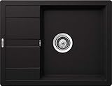 SCHOCK kompakte Küchenspüle 65 x 50 cm Manhattan D-100 Nero - CRISTALITE schwarze Granitspüle mit verkürzter Abtropffläche ab 50 cm Unterschrank-Breite