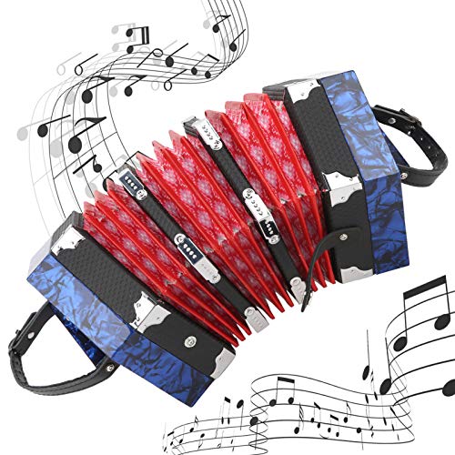 Konzertina-Akkordeon, 7,1 X 6,7 X 6,7 Zoll Tragbares Akkordeon mit Verstellbarer Handschlaufe, Professionelles Musikinstrument mit Tragetasche für Erwachsene, Anfänger und