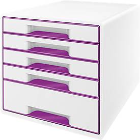 LEITZ® Schubladenbox WOW CUBE 5214, 5 Schübe, DIN A4, Polystyrol, violett