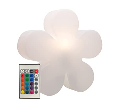 8 seasons design Shining Flower | Deko-Lampe Blume Ø 40cm (Weiß), mit Farbwechsler (15 Farben), inkl. LED-Leuchtmittel, als Indoor- & Outdoor Deko, Kinderzimmer, Nachttischlampe
