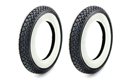 Reifen-Set aus 2 KENDA Weißwand Reifen 3,50 x 10 Zoll 51J 4PR Profil K333 für Roller