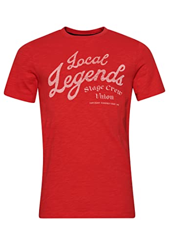 Superdry Mens Vintage Merch Store Tee T-Shirt, Soda Pop Red Slub, Large
