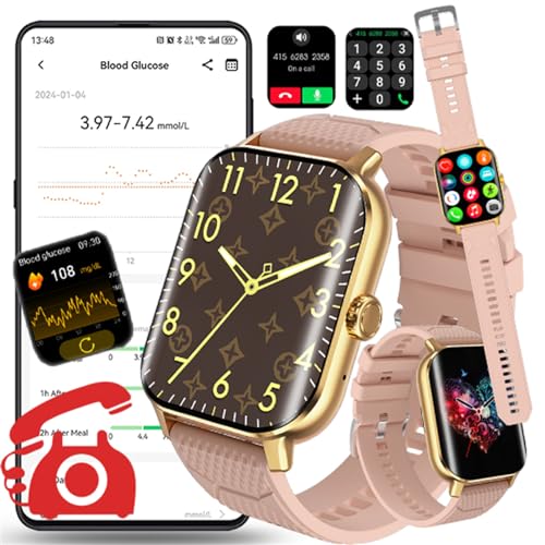 Fohatu W11 𝐁𝐥𝐮𝐭𝐳𝐮𝐜𝐤𝐞𝐫𝐆𝐥𝐮𝐜𝐨𝐬𝐞 Smartwatch Fitness-Tracker,Fitnessuhr Mit Smartwatch Mit Bluetooth -Anruf,𝐃𝐢𝐚𝐛𝐞𝐭𝐞𝐬 Smart Fitness Tracker Pulsschlag Blutdruck Schlafmonitor,B
