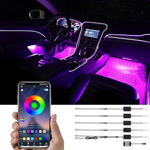 TABEN Umgebungslicht APP Control Auto Atmosphäre Licht Lampe Soft DIY Refit 8m Glasfaserband 64 Farben Innenbeleuchtung Dekoratives Licht 1W DC 12V