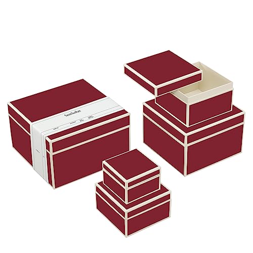 Semikolon 352068 5er Aufbewahrungsboxen – Set 5 tlg – diverse Größen – Geschenkboxen – burgundy dunkel-rot