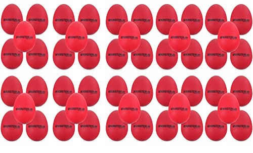 100x Kirstein ES-10R Egg Shaker (Light Version, Schüttelei, Percussion, Rassel, robuste Kunststoff-Hülle, durchsetzungsfähiger Klang) rot
