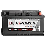 HR HiPower Autobatterie 12V 100Ah ersetzt 88 90 92 95 Ah Starterbatterie KFZ-Batterie