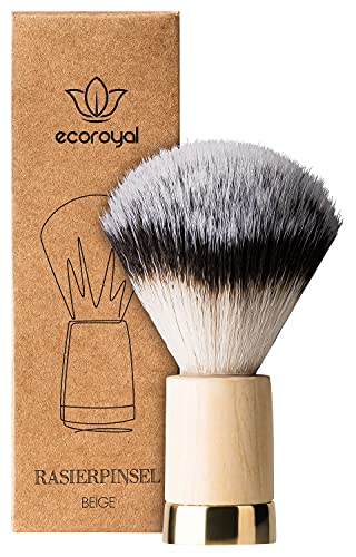 Ecoroyal Rasierpinsel I Dachshaar Imitat I Shaving Brush für Herren und Damen I Rasierpinsel Vegan (Beige)