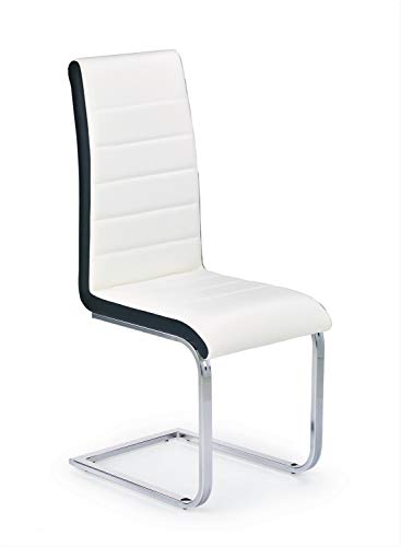 4er Set Design Esszimmerstuhl ST-555 Weiß - Schwarz Freischwinger Schwingstuhl Stuhl