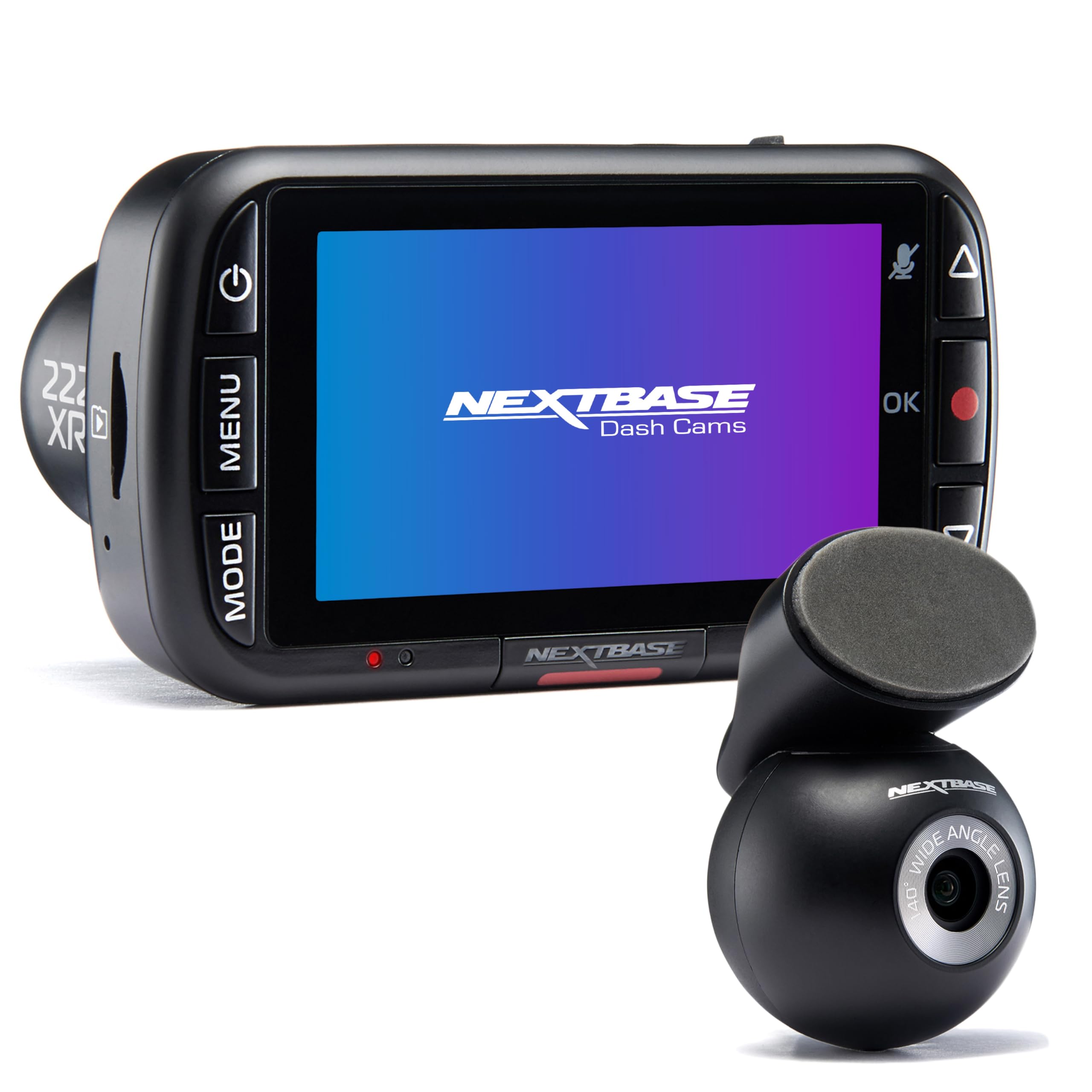 Nextbase® 222XR Dashcam mit Front- und Heckscheibenkamera, Full HD 1080p / 30fps HD Aufzeichnung im Auto, 2,5 Zoll Display, 140° Weitwinkel, intelligenter Parkmodus, mit innovativer Halterung