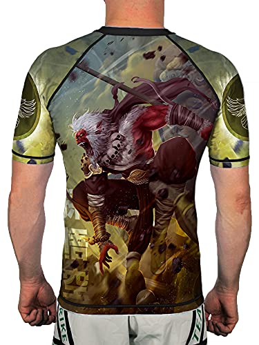 Raven Fightwear Herren The Monkey King Sun Wukong Rashguard kurzärmelig MMA BJJ schwarz - Schwarz - Medium