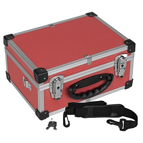 anndora Werkzeugkoffer 70106 Aluminium Rahmen Koffer - Werkzeugkiste 32,5 x 25,5 x 17,5 cm mit Neopren Auskleidung und Tragegurt - Rot