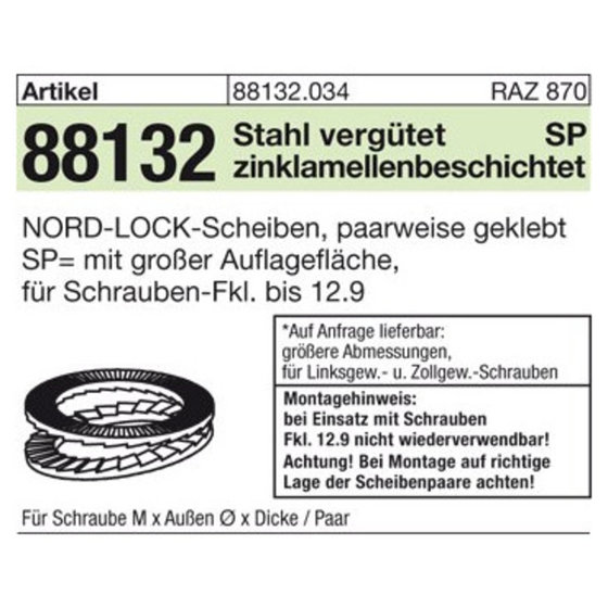 Nord-Lock 1213 Si-Scheiben NL 5 zinklamellenbeschichtet (200-er Pack)