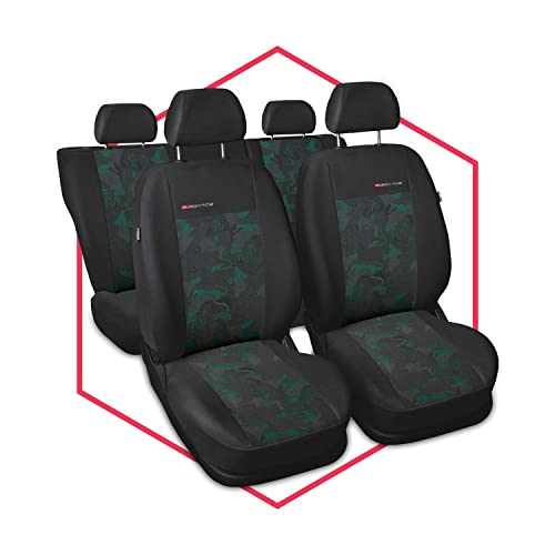 Saferide 3er Set Autositzbezüge PKW universal | Auto Sitzbezüge Polyester Grün für Airbag geeignet | für Vordersitze und Rückbank | 1+1 Autositze vorne und 1 Sitzbank hinten teilbar 2 Reißverschlüsse