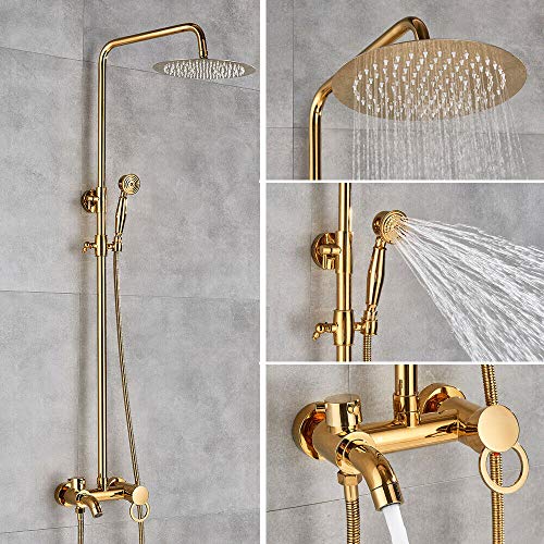 Modernes Design Duschzubehör Duschpaneel Handbrausekopf Regenduschset Badezimmerduschsystem Duschkopf höhenverstellbar Gold