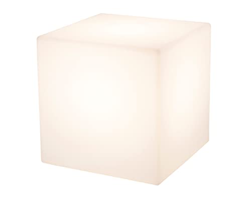 8 seasons design Shining Cube LED Würfel (33cm) weiß, E27, warmweißes Licht, Leuchtwürfel für außen und innen, Würfelleuchte als Deko, Tisch oder Hocker