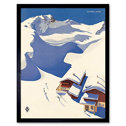 Wee Blue Coo Travel Winter Sport Snow Ski Chalet Alps Austria Art Print Framed Poster Wall Decor Kunstdruck Poster Wand-Dekor-12X16 Zoll