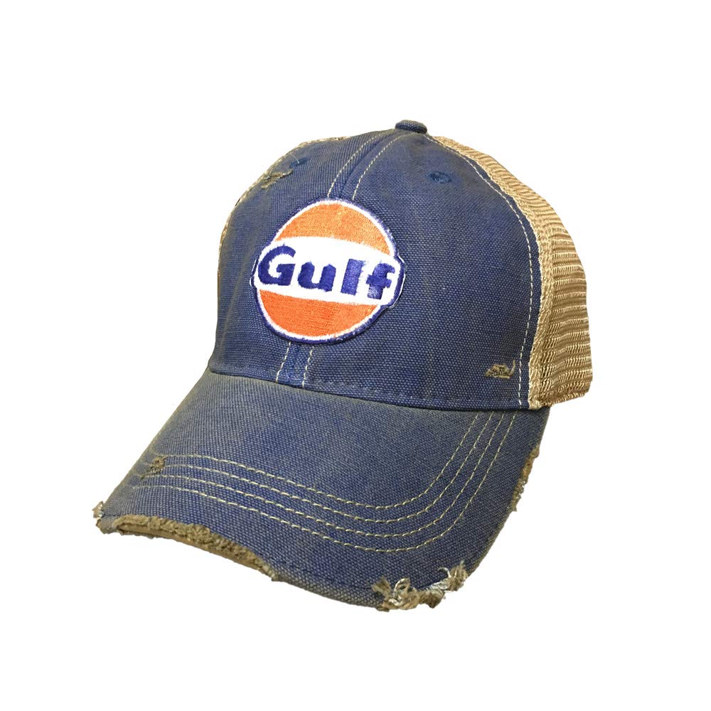Gulf Verstellbarer Snapback-Hut im Used-Look, Blau, Einheitsgröße