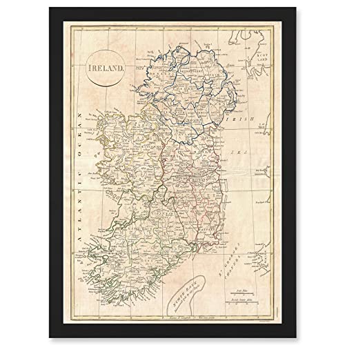 1799 Clement Cruttwell Map Ireland Vintage Artwork Framed A3 Wall Art Print Karte Irland Jahrgang Mauer