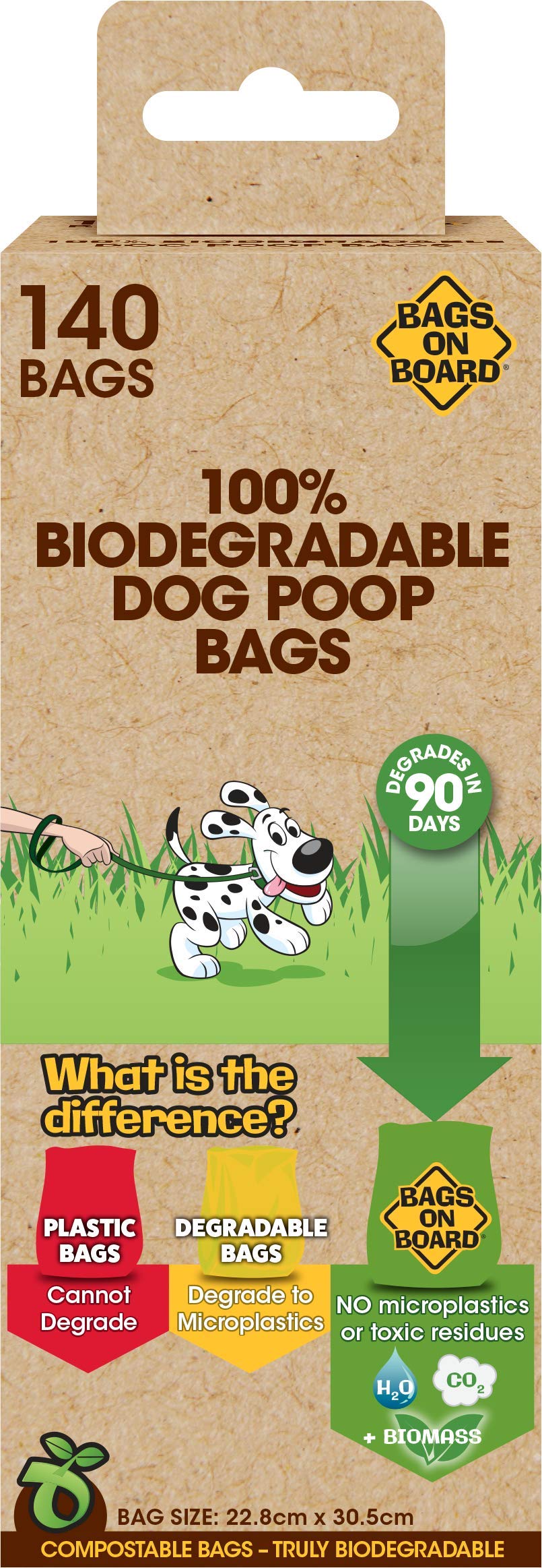 Bags on Board - 100% biologisch abbaubare und kompostierbare Hundekotbeutel - 140 Beutel