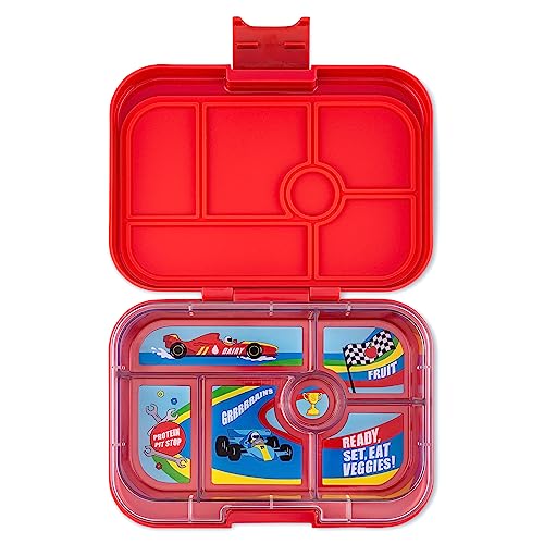 yumbox Original auslaufsichere Bento-Lunchbox für Kinder (Roar Red (Race Cars Tablett))
