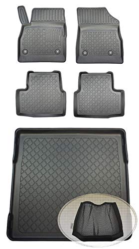 ZentimeX Z393002 Set Kofferraumwanne Gummifußmatten + Klettnetztasche (Laderaumwanne, Kofferraummatte, Automatten)