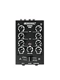 OMNITRONIC GNOME-202 Mini-Mixer schwarz | 2-Kanal-DJ-Mixer im Miniaturformat | Extrem leichter und kompakter DJ-Mixer | Metallgehäuse