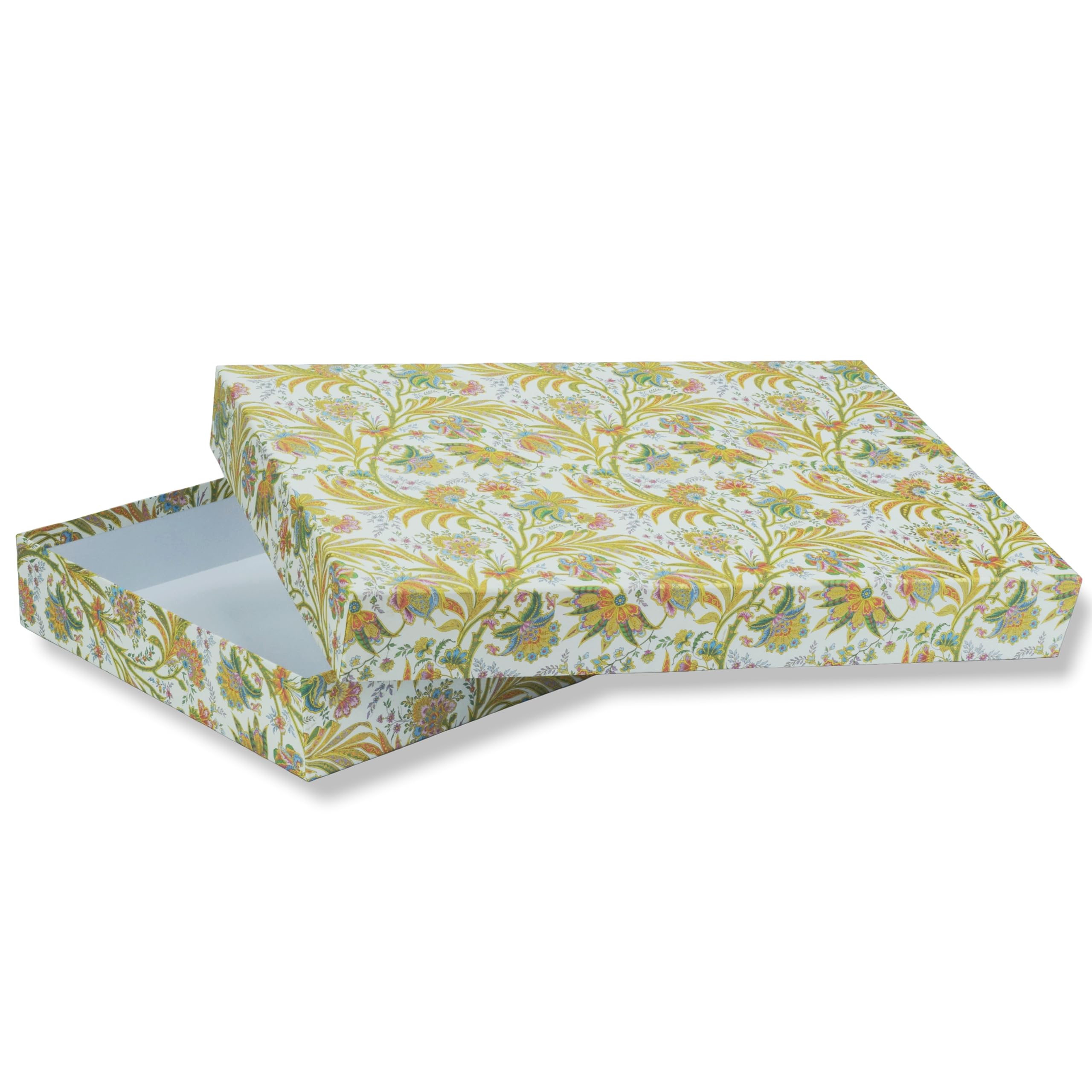 libralides - A4 Schachtel mit Deckel handgemacht „Cipro“ (bunt mit Blumen-Muster) Flache Pappschachtel zur Aufbewahrung - Aufbewahrungsbox flach für Fotos & Unterlagen - Geschenkbox aus Karton/Pappe