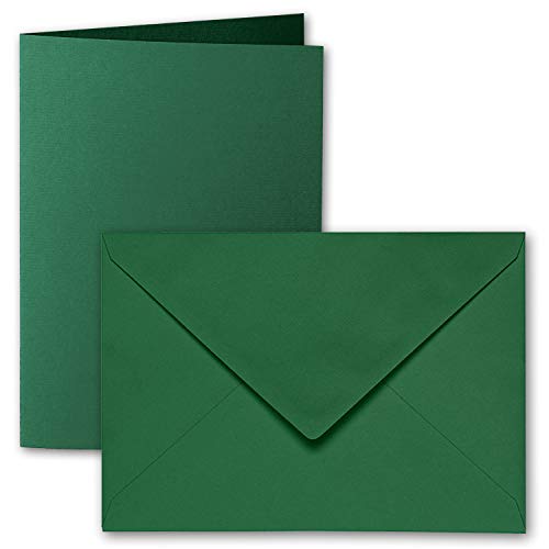 ARTOZ 50x DIN B6 Faltkarten-Set mit Umschlägen - Racing Green (Grün) - 120 x 169 mm - gerippte Bastelkarten blanko mit Brief-Umschlägen - 220 g/m²