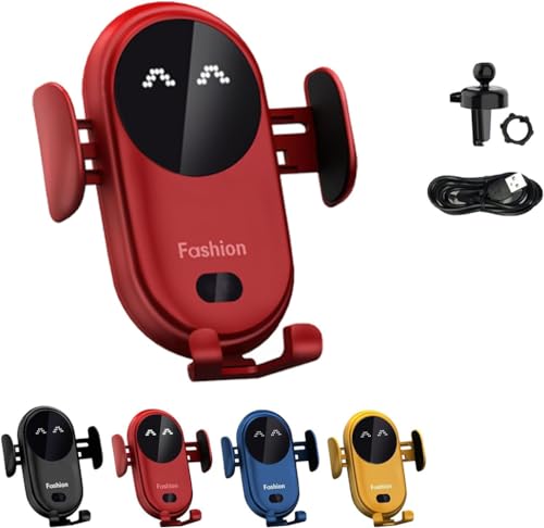 2024 Gumaxx Phone Holder,Gumaxx Smart Car Wireless Charger Phone Holder,360° Rotating Car Phone Holder Mount,for Most Smartphones (Red)