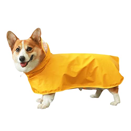 Regenmantel Hund Wasserdicht Regenjacke Hunderegenmantel Hunderegenjacke Regenmantel Klein Kapuze 4 Beinen Katzen-Regencape Krempe Loch Für Die Leinenleine des Haustierumhangs (4XL,Yellow)