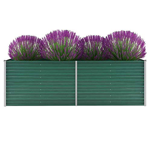 Hochbeet, Blumenkasten Pflanzbeet aus Verzinkter Stahl für Garten Balkon Terrasse, Grün (240 x 80 x 77cm)