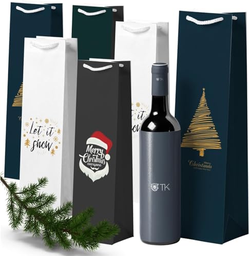 72x XXL Flaschentüten Weihnachtstaschen Bootle Bag Flaschen Weihnachten Geschenktüten Weihnachtstüte Geschenktaschen für Weintragetasche & Weintüte