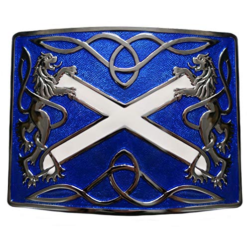Glen Esk - Herren Gürtelschnalle für Kilt-Gürtel - traditioneller irischer oder schottischer Stil - Verchromtes Andreaskreuz in Emaille-Optik