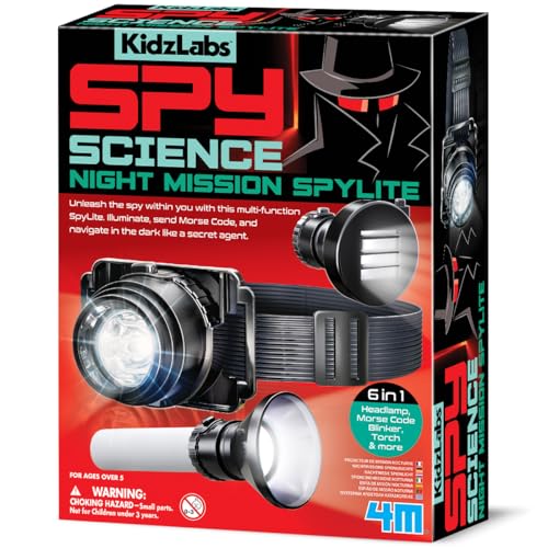 KidzLabs - Spionagewissenschaft Nachtmission Spylit, Wissenschaft und Technologie für Kinder, Spionage-Rollenspiel-Detektiv-Kit mit Spylit- und Morsecode für Kinder ab 5 Jahren