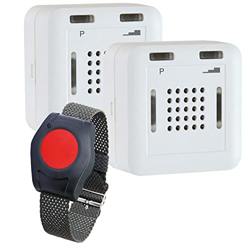 Pflegeruf-Set / Hausnotruf / Senioren-Hausalarm / Senioren-Sicherheitspaket 3 - (mit Funk-Armbandsender und zwei Steckdosen-Empfängern)
